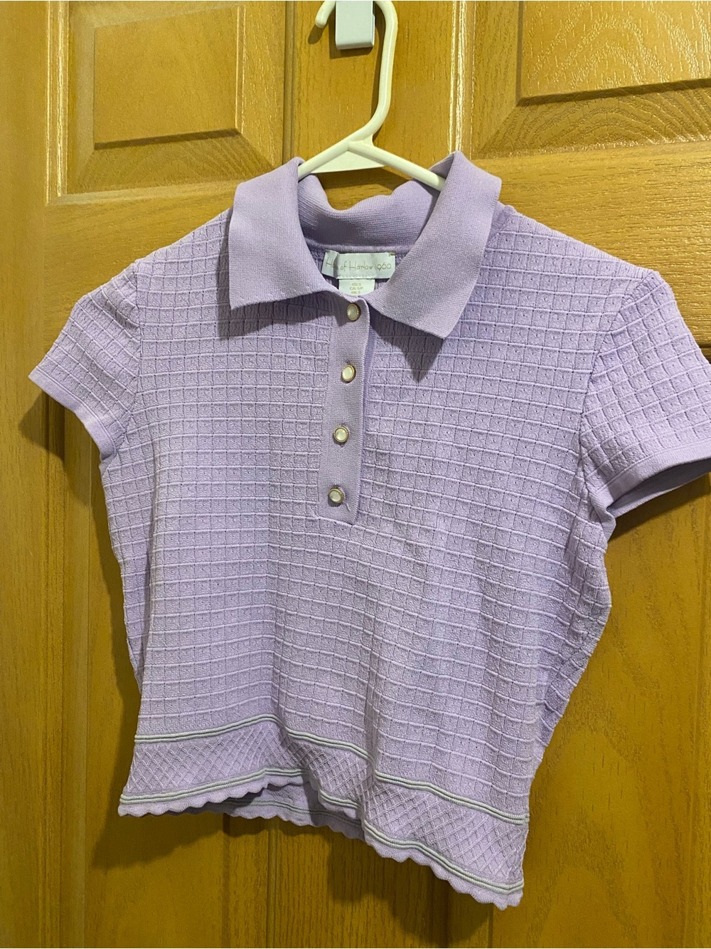 House of Harlow 1960 Lavender Knit Crop Polo Top